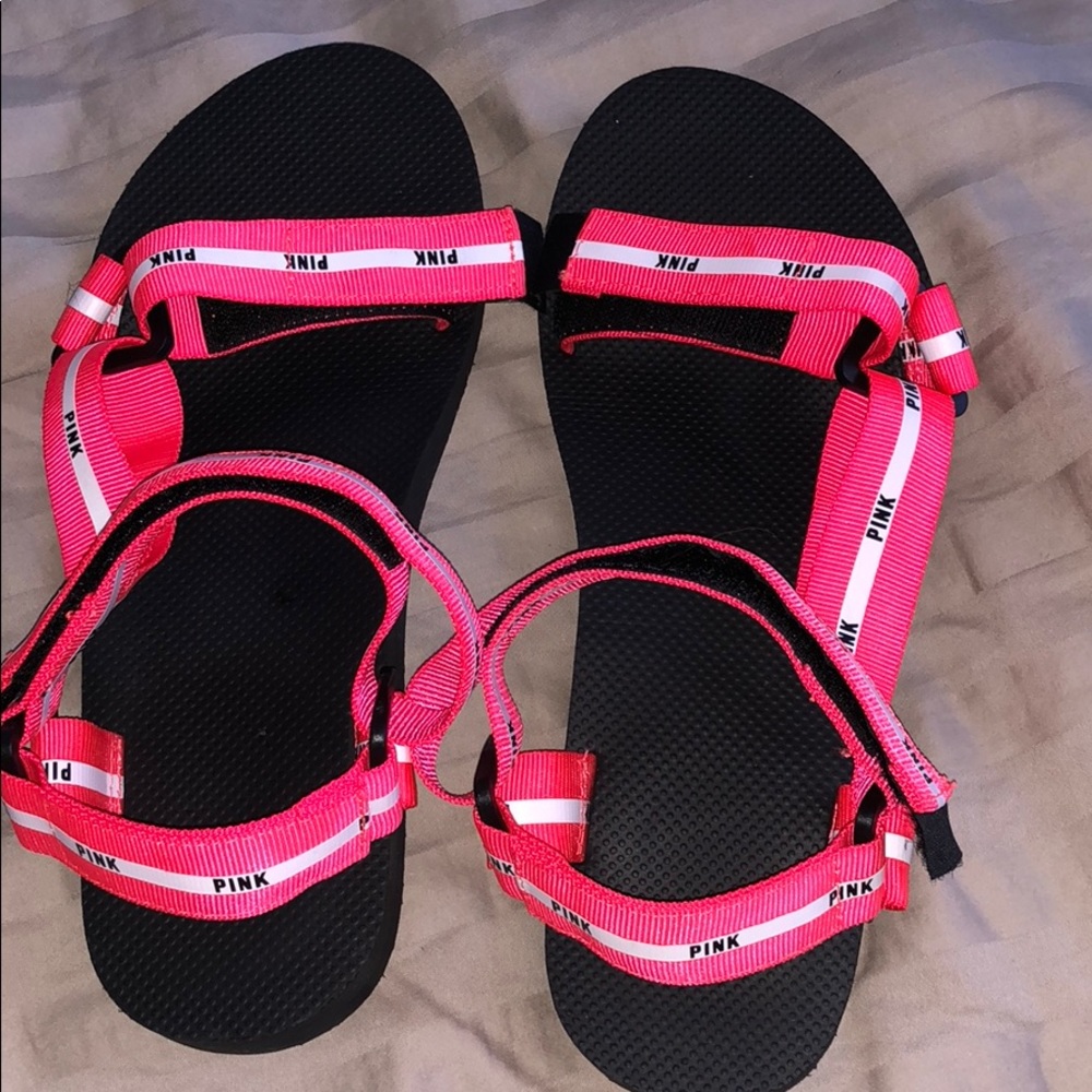 Pink velcro strapped sandals NEW!!